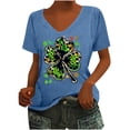 thumbnail image 3 of lcziwo Women's St. Patrick's Day Shirts Casual Cotton Comfy U Neck Lucky Clover Graphic Tee Tops 2025 Summer Short Sleeve Irish Shirt Blue M, 3 of 5