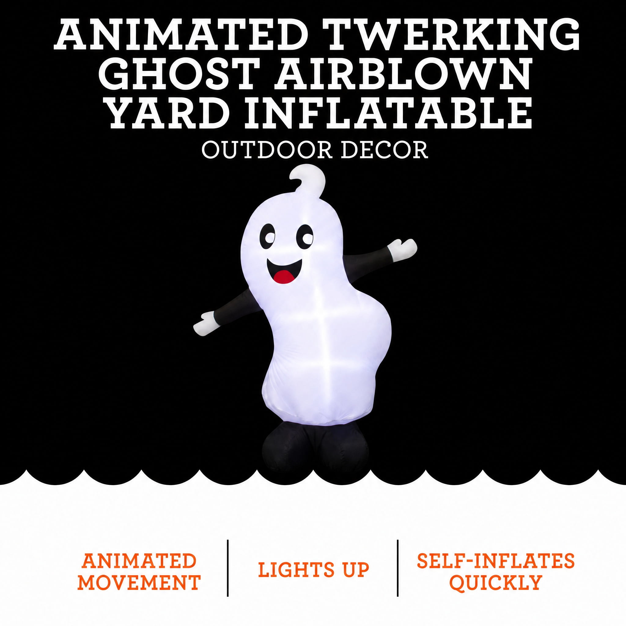 Animated Twerking Ghost Airblown Yard Inflatable, Black and White, 5', Halloween by Way To Celebrate