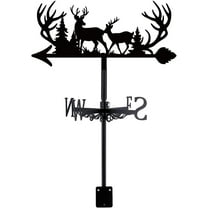 Antlers Weather Vane Forest Deer Weathervanes Black Metal Wind Vanes Animal Weather Vanes Weathervane Garden Ornament for Farmhouse Garden Outdoor Yard Roof Shed Paddock Decoration