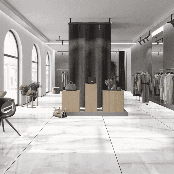 The Tile Life Monarch Bianco Polished Porcelain Floor & Wall Tile, 24 x 48 in, 2-Piece