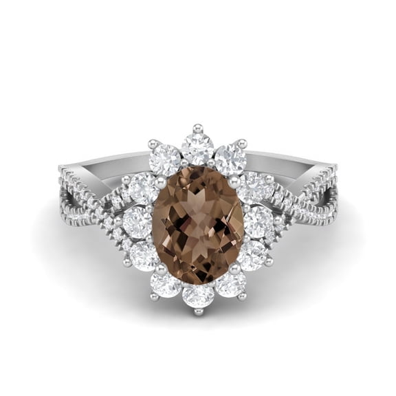 Princess Diana 8X6mm Oval Smoky Quartz 925 Sterling Silver Solitaire Valentines Day Gifts Ring