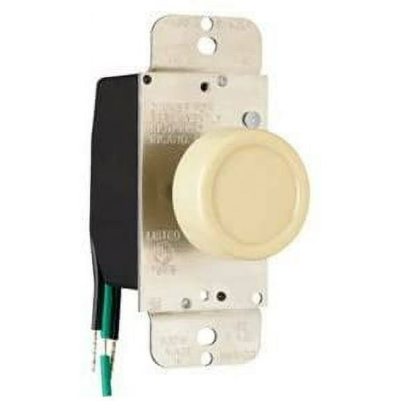 Pass & Seymour 90610IV Single Pole Rotary Dimmer, Push On/Off Switch, 600-watt, Ivory