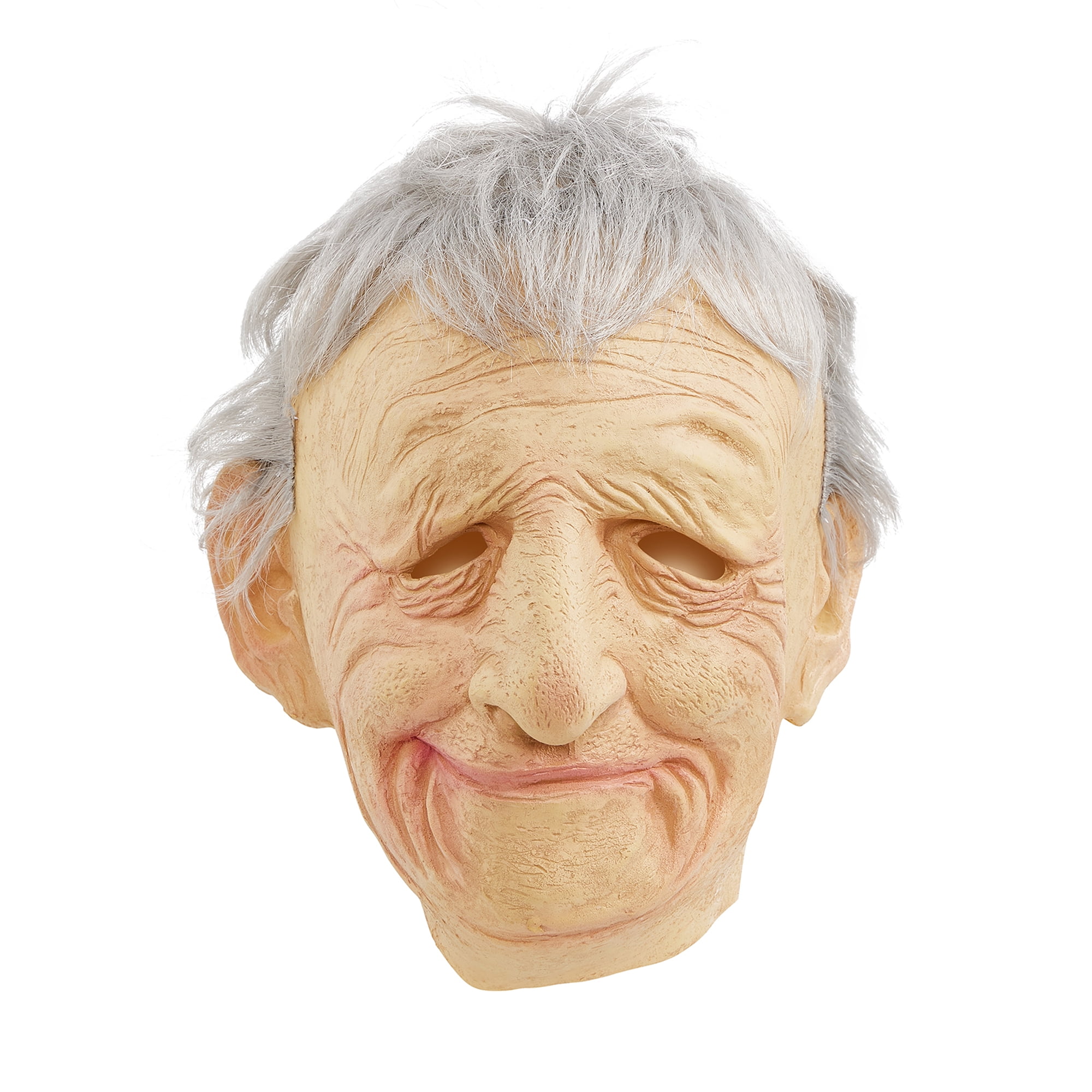 Realistic Latex Old Man Mask Male Disguise Halloween Fancy Dress Head Masks Man-A The Elder Old Man Headgear for Masquerade Halloween Realistic Headgear Decor,Human Wrinkle Scary Hat 