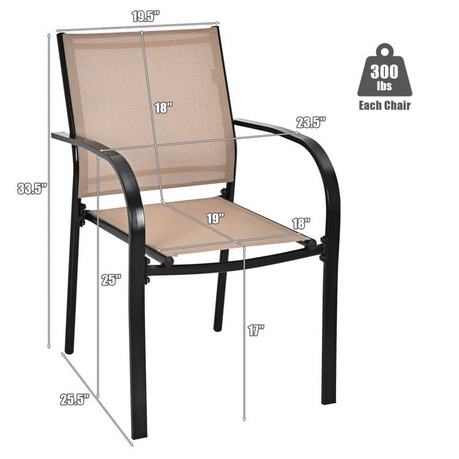 Aimee Lii Set of 2 Patio Stackable Dining Chairs with Armrests, Outdoor Patio Set, Brown