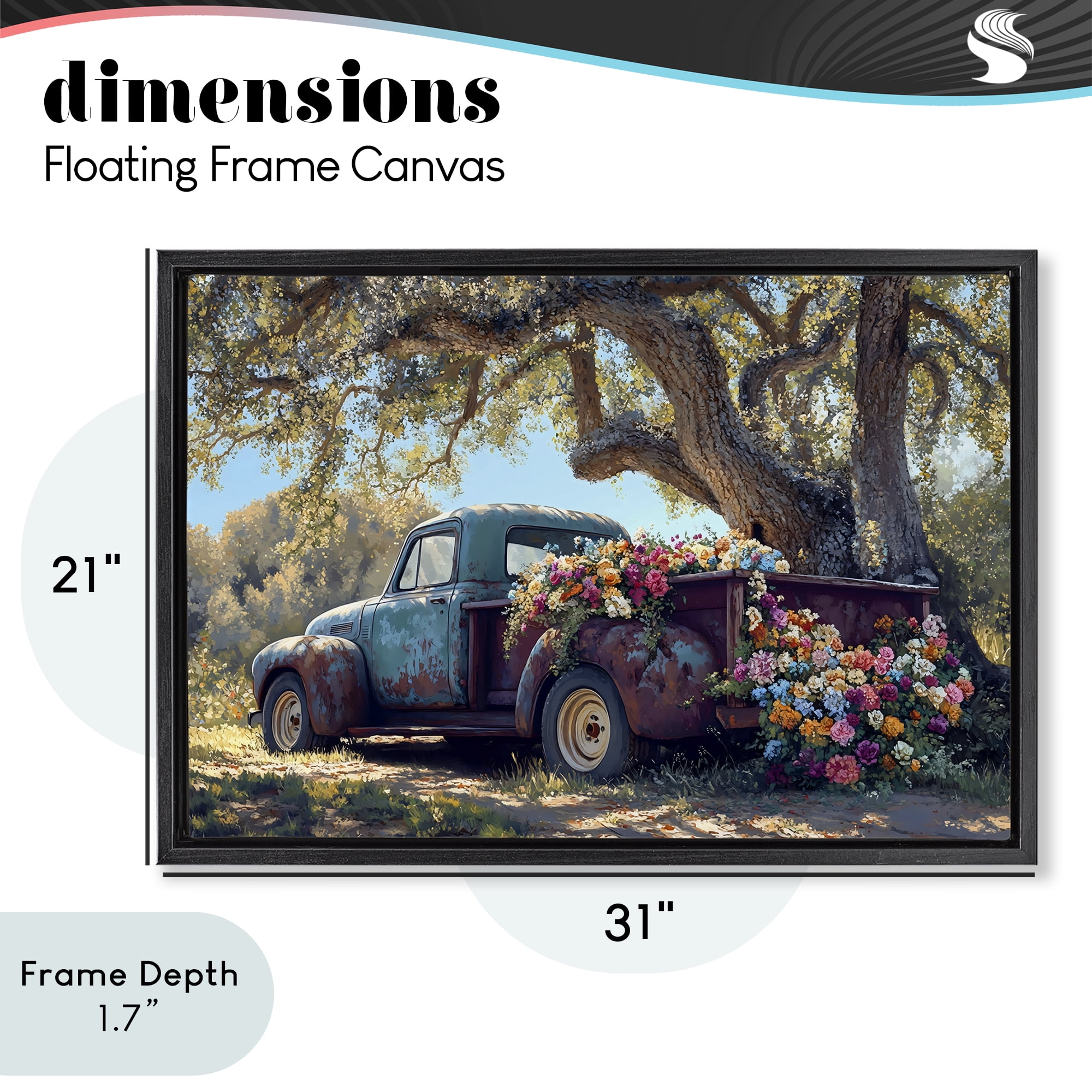 Stupell Industries Repurposed Truck Filled with Flowers Black Framed Floater Canvas Wall Art, design by Franklyn Gregory