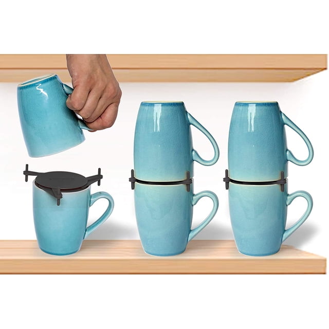 ELYPRO Organizadores de Tazas de Café y Organizador de Estantes para Gabinetes de Cocina - Organización de Armarios y Despensas Dispositivo Apilable Expandible para Tazas de Té y Tazas de Café Ahorre