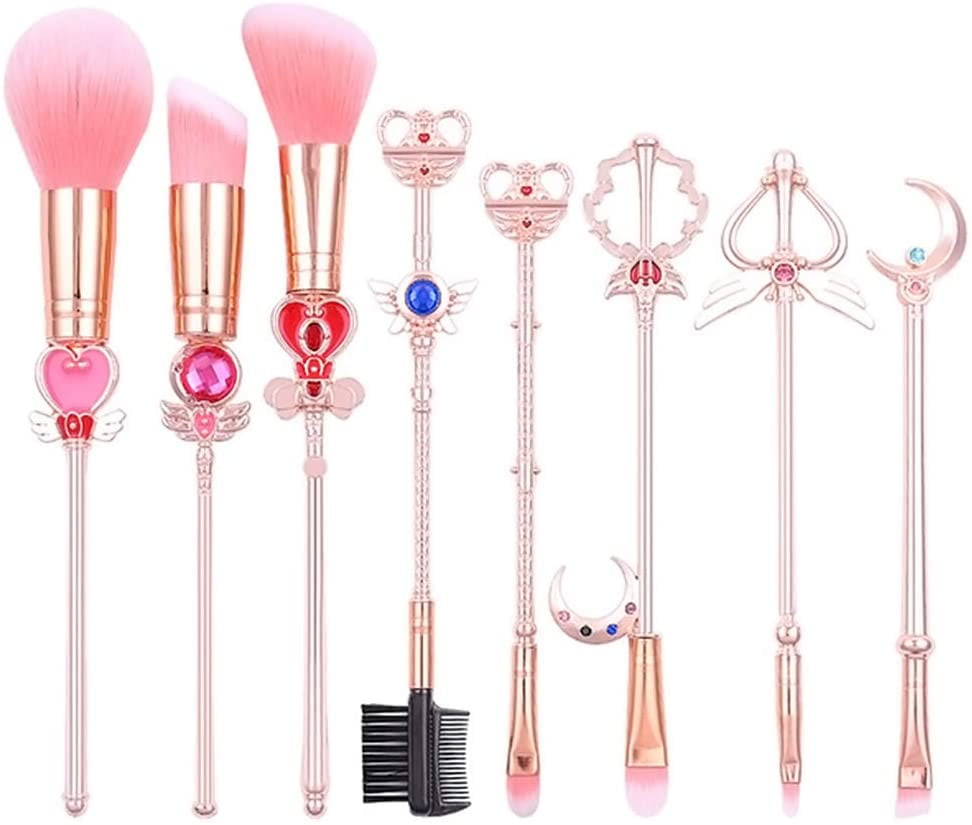 8 Rose Gold Make Up Brush Set Card Captor Sakura / Sailor Moon, Cosmetic Powder Foundation, Eye Shadow Brush, Makeup Tool