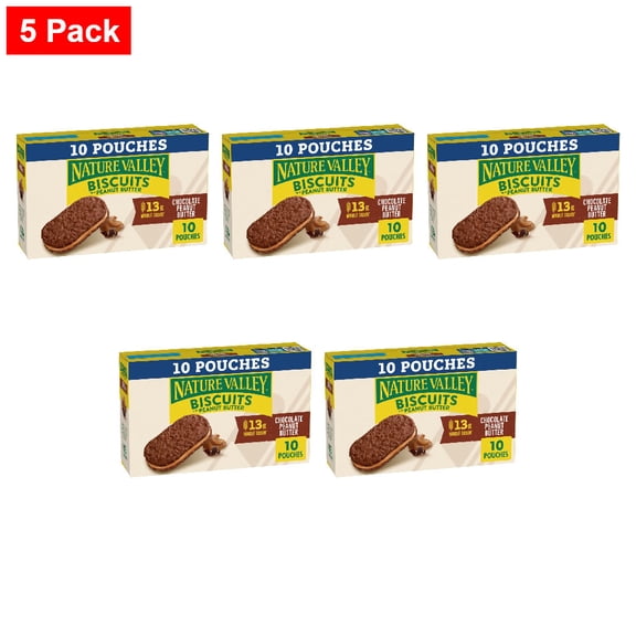 Nature Valley Chocolate Peanut Butter Biscuit Sandwiches 10 ct / 1.35 oz - 5 Pack