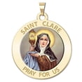 thumbnail image 3 of Saint Clare of Assisi Religious Medal - Color - 3/4 Inch Size of a Nickel -Solid 14K Yellow Gold, 3 of 3