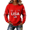 thumbnail image 2 of longantii Tops for Women 250 Anniversary Crew Neck Tees Comfy Long Sleeve Flag Graphic Clothing Independence Day Blouses Red L, 2 of 4