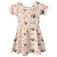 thumbnail image 4 of Yuyamidu Pug Skater Dress for Girls Self Cultivation Princess Dress Breathable Twirly Dress Dog Short Sleeve Midi Dress Heart Round Neck Sundress Size 3-4 Kids Party Dresses, 4 of 6