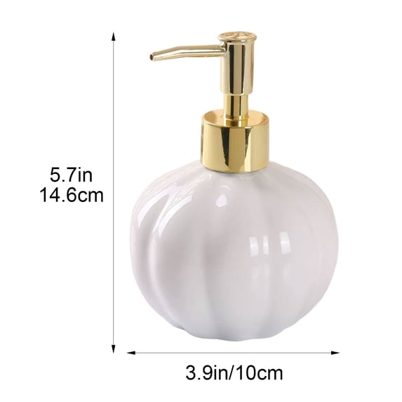 Tyidzon Ceramic Pumpkin Soap Dispenser, Halloween Liquid Soap Holder with Gold Tone Pump, Refillable Bottle for Fall Kitchen and Bathroom Decor