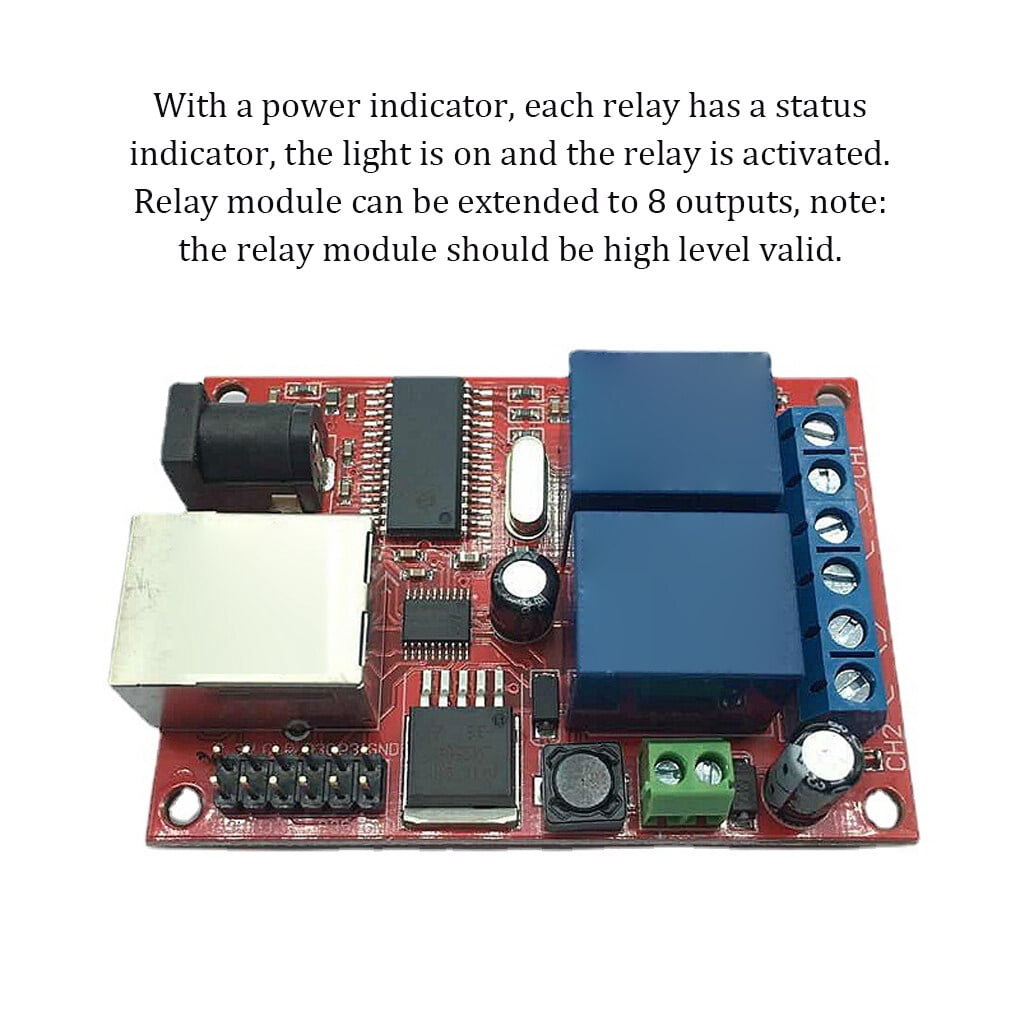 thinsony DC 5-24V Ethernet 2-way Relay Board Delay Switch Controller ...