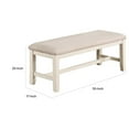 thumbnail image 5 of Benjara Sam 50 Inch Dining Bench, Farmhouse Style, Beige Upholstery, White Wood, 5 of 5