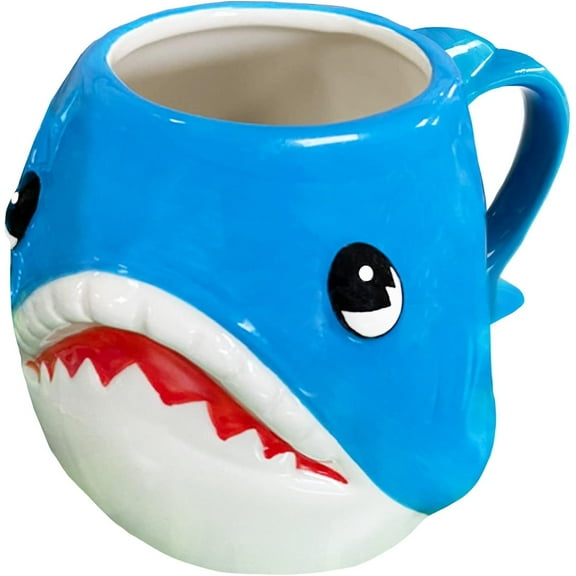 Crockery Critters Shark Mug from Deluxebase. Animal Shaped Mug for Kids and Adults. Hand-Painted Novelty Animal Coffee Mug. Aesthetic Tea Cup or Coffee Cup. Novelty Gifts and Cute Stuff for Kids