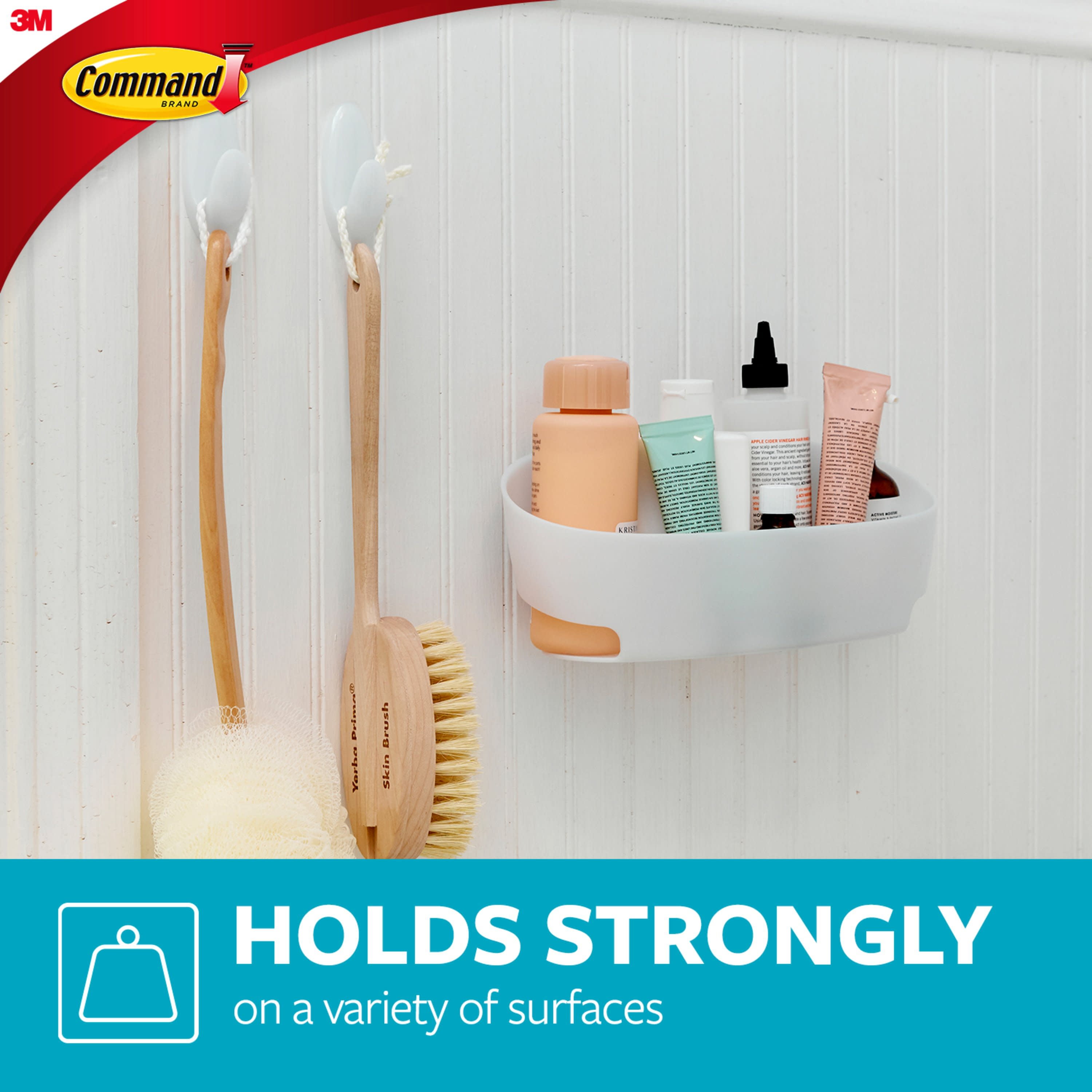 Command™ Bath Shower Caddy BATH11, Frosted, 1 Caddy, 4 Mounting bases, 4  Large strips