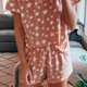 thumbnail image 3 of Conjunto de pijama de manga corta para mujer Conjunto de pijama de 2 piezas con cuello redondo suelto estampado de moda de verano para el hotel en casa Naranja XL, 3 of 5