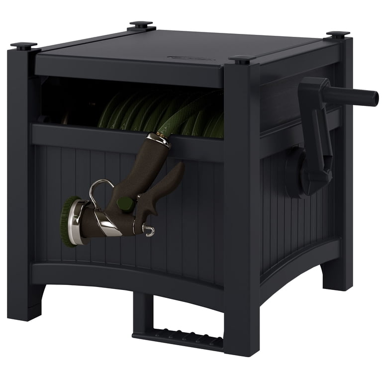 Suncast 100ft Hose Hideaway Reel Storage, Black photo 1