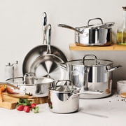 Tramontina Triverge 10 Piece Tri Ply Clad Stainless Steel Cookware Set, Induction Ready and Oven Safe
