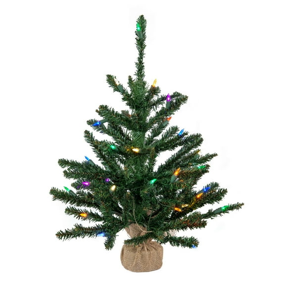 Vickerman 24" Anoka Pine Artificial Christmas Tree, Multi-Colored Dura-Lit LED Lights