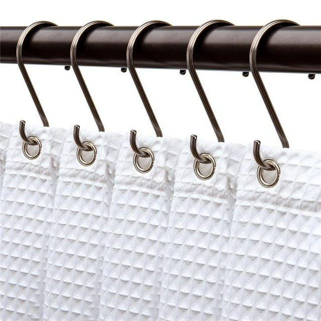Utopia Alley HK15RB 1.7 x 3.3 in. S Shaped Rustproof Zinc Shower Curtain Hooks Rings for Shower Curtains & Bathroom, Oil Rubbed Bronze - Set of 12