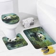 thumbnail image 4 of Funny Cute Panda 4 Piece Shower Curtain Sets, Non-Slip Rugs, Toilet Lid Cover And Bath Mat, for Bathroom Decor Set, 72" X 72", 4 of 8