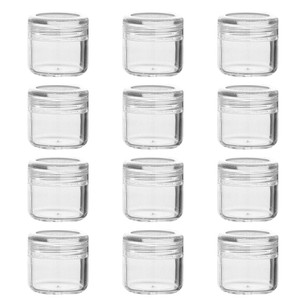 12 Pieces Empty Clear Plastic Pot Jars with Lids Round Cosmetic Sample Containers Mini Travel