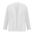 thumbnail image 3 of RYRJJ Women's 3/4 Sleeve Sweater Cropped Cardigan Jackets Knit Open Front Short Bolero Shrugs for Dresses Tops Solid Lightweight Soft(White,S), 3 of 5