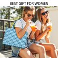 thumbnail image 5 of Large Capacity Tote Bag,Blue White Checkerboard Checkered Pattern Handbag Fashion Luxury Tote Bag,15.7"x13"x 5.1" Inches,Laptop Compatible, 5 of 6