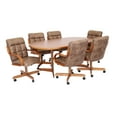 thumbnail image 3 of Caster Chair Company 7-Piece 42x[54/72] Caster Dining Set Wood Edge Laminate Table Top & Rawhide Chairs, 3 of 18