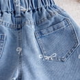thumbnail image 6 of Eltusu Girls Denim Shorts, Relaxed Fit Elastic Waist Casual Printed Summer Jean Shorts Blue Size 4-5 T, 6 of 7