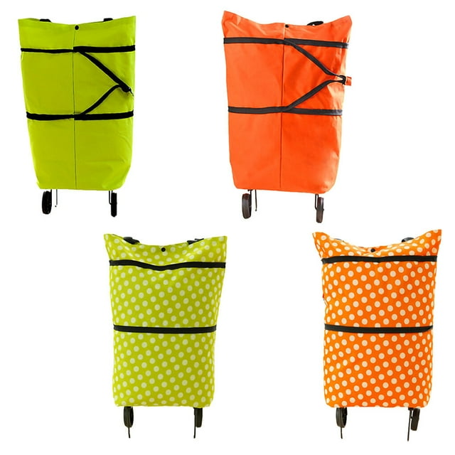 Chariot de Courses Pliable Portable avec Sac Pochette avec Roues Imperméable en Tissu Oxford, Vert