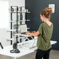 thumbnail image 5 of VIVO Light Wood / White Ultra Slim 26" Desktop Converter, Sit Stand Riser, 5 of 8
