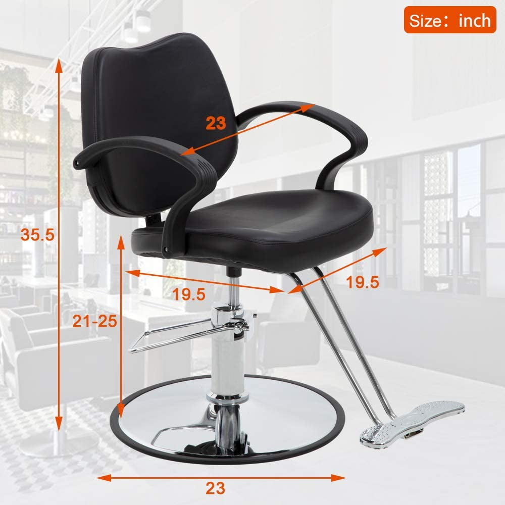Dkeli Hydraulic Barber Chair Adjustable Salon Chair for Hair Stylist 360° Rolling Swivel with Footrest, Black