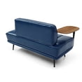 thumbnail image 6 of 55"Inch Width Modern End of Bed Bench, Black Faux Leather Upholstered Sofa with Side Table, Upholstered Couch with Backrest, 60-degree Swivel Tray Couch, Entryway Ottoman with Metal Legs, Blue, 6 of 8