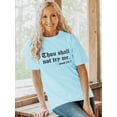thumbnail image 5 of Xuanfei Women Thou Shall Not Try Me Letter Print Crew Neck Short Sleeve T-Shirt, 5 of 7