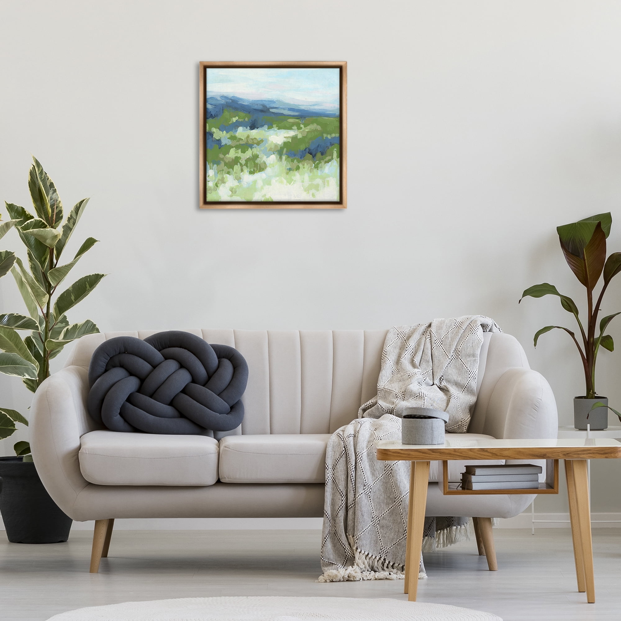 Stupell Industries Green Nature Abstraction Abstract Painting Brown Floater Framed Canvas Art Print Wall Art, 25 x 25