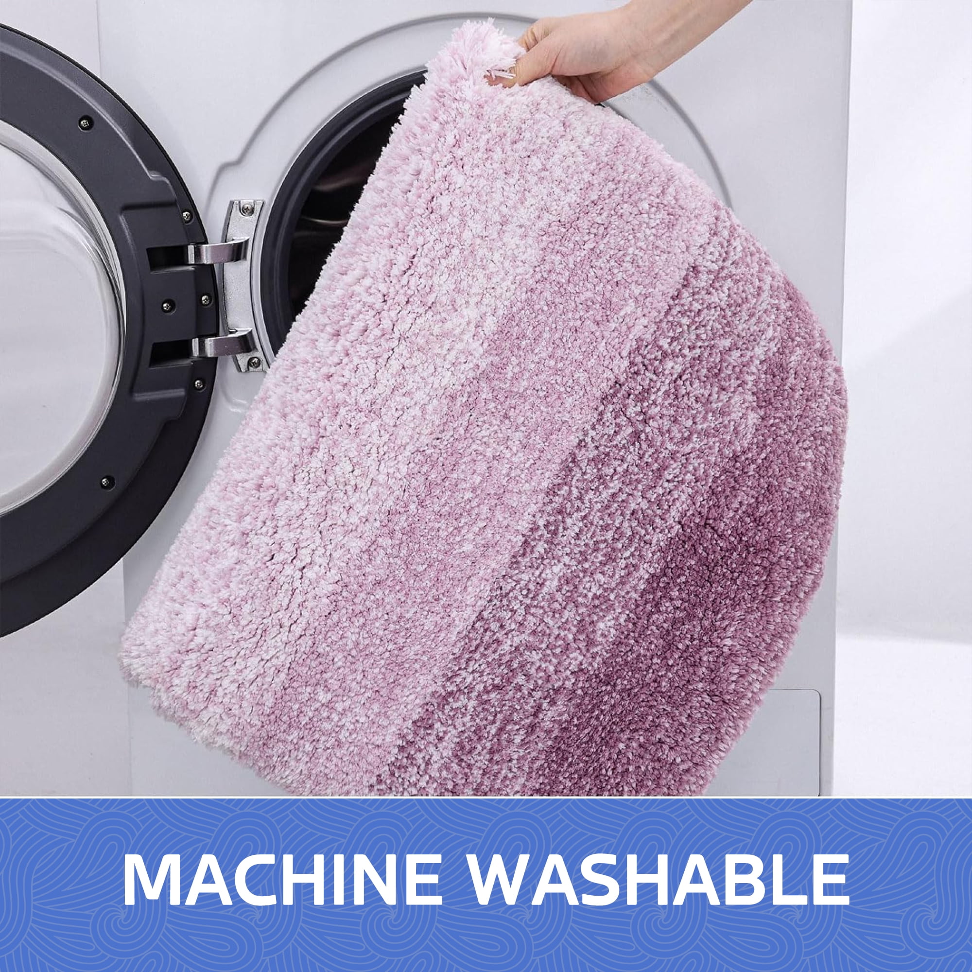Evlmd Purple Bathroom Rugs Mat, Large Bath Rug for Bathroom Floor Non-Slip, Super Elastic Soft Easier to Dry Bath Shower Mat Runner, Machine Washable Bath Mat, 20" x 32"