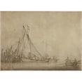 thumbnail image 3 of Hendrick Jacobsz. Dubbels 14x11 Black Modern Framed Museum Art Print Titled - Ships at a Quai with a City in the Background (Late 1660s), 3 of 5
