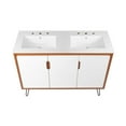 thumbnail image 5 of Double Sink Vanity Cabinet, Cherry White, Wood, Mid Century Hotel Bedroom Bathroom, Modern Contemporary HB34097, 5 of 9