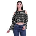 thumbnail image 1 of Moomaya Printed Casual Long Sleeve Tops Women Cold Shoulder Ruffle Sleeves Top, 1 of 4