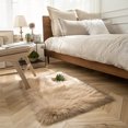 thumbnail image 1 of Soft Fluffy Faux Sheepskin Fur Area Rug Shag Plush Mat Home Decorative, Rectangle Beige, 2 x 3 feet, 1 of 7