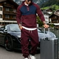thumbnail image 2 of mihongmao Jogger Sets for Men 2 Piece Men Casual Pullover Hooded Sports Solid Long Sleeve Trousers Two-Piece Elastic Waist Tracksuit Wine S, 2 of 8