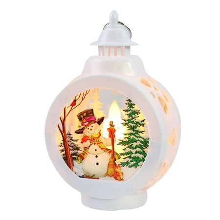 

Christmas Luminous Candlestick Light Pendant with Christmas Ambience for Table Bookshelf Fireplace Decor White Snowman