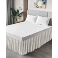 thumbnail image 4 of Blue Striped Bed Skirt Queen Size, Modern Farmhouse Stripes Rustic Wrap Around Bed Skirting with Adjustable Elastic Strap, Dust Ruffle Pleated Bedskirts 16 Inch Drop for Bedroom Queen Beds, 4 of 9