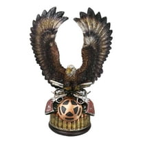 Patriotic Eagle With Open Wings On 2 Pistols Western Star and Bullets Figurine