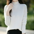 thumbnail image 4 of Fmbrln Womens Solid Half Turtleneck Basic Knitted Sweaters Fall Winter Fashion Long Sleeve Pullover Tops Casual Loose Comfy Sweaters White XL, 4 of 5