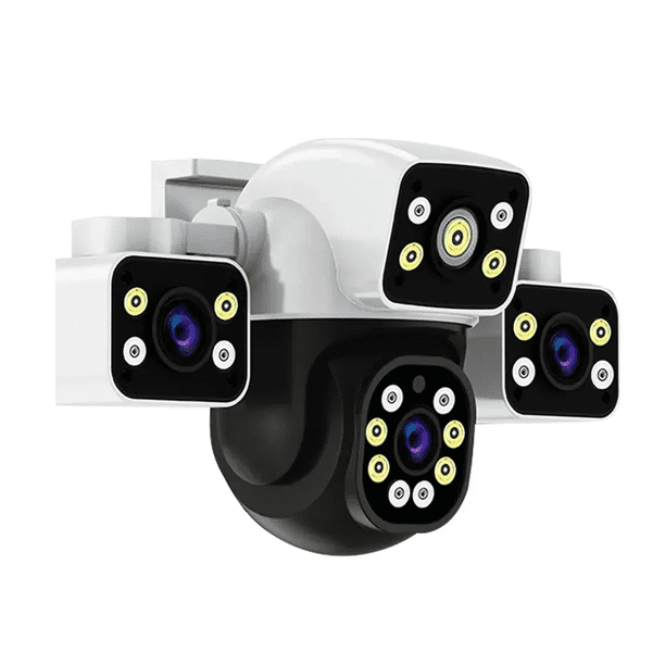 12mp Cámaras De Seguridad Wifi Exterior 360° Con Tres Lentes Malubero, Blanco