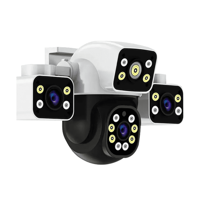 12mp Cámaras De Seguridad Wifi Exterior 360° Con Tres Lentes Malubero, Blanco