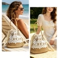 thumbnail image 4 of Gustave Straw Beach Bag Crossbody Handbag for Women Summer Boho Lace Woven Tote Purse Top Handle Bucket Shoulder Bag Satchel with Drawstring, 4 of 6